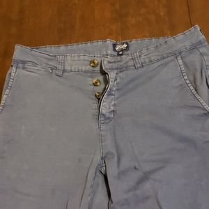 Button fly tapered stretch chinos